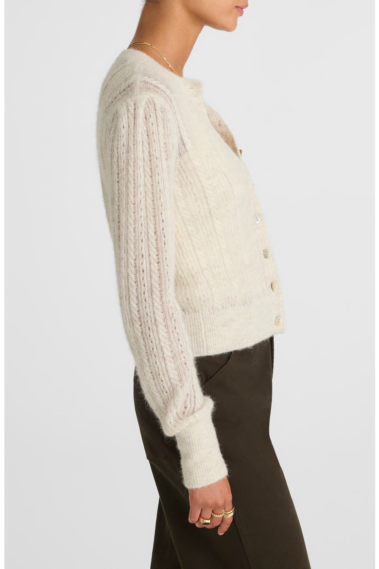 Pointelle Stitch Alpaca Blend Cardigan, Alternate, color, HEATHER ALABASTER