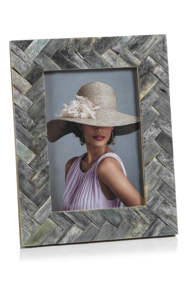 Bengkula Herringbone Braid Photo Frame, Main, color, GRAY