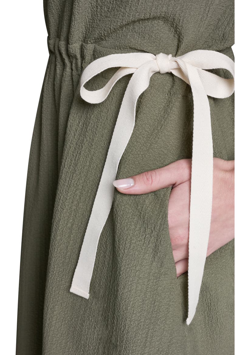 Tie Crepe Midi Dress, Alternate, color, BASIL