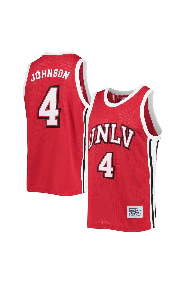 Retro Brand Men's Original Retro Brand Larry Johnson Red UNLV Rebels Commemorative Classic Basketball Jersey, Main, color,