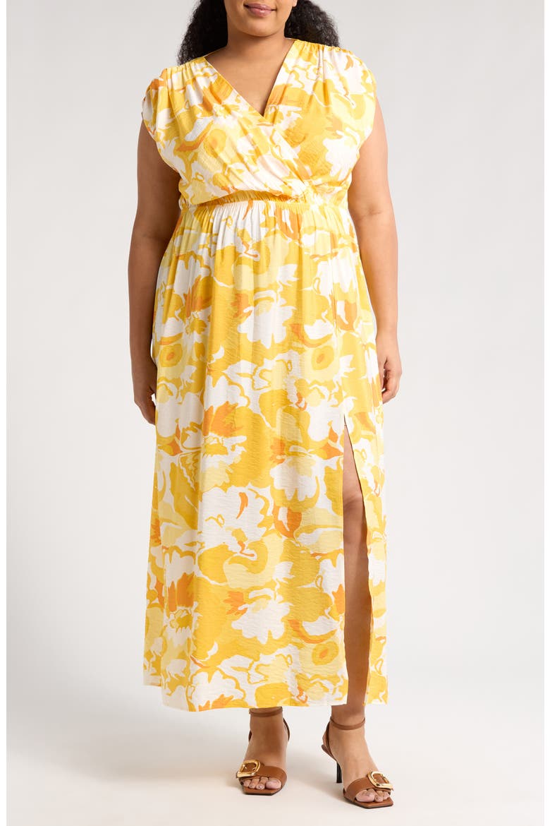 Floral Sleeveless Maxi Dress, Main, color, YELLOW