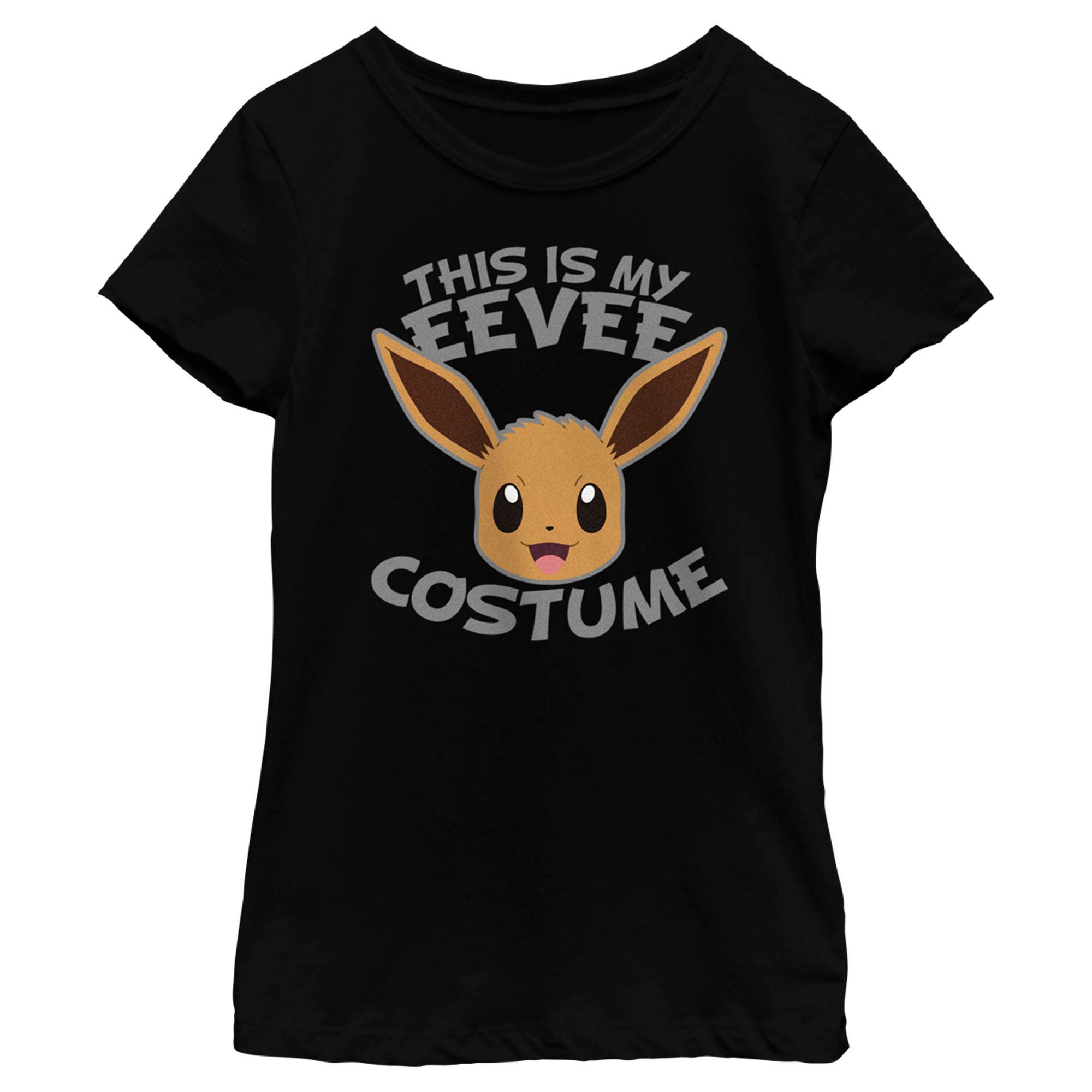 Girl's Pokemon Halloween This is my Eevee Costume  Graphic T-Shirt in Black 