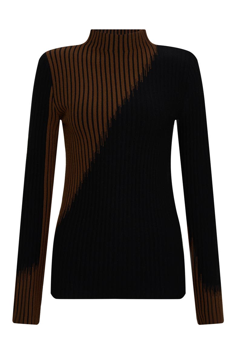 Marisol Mock Neck Sweater, Alternate, color, BROWN/BLK