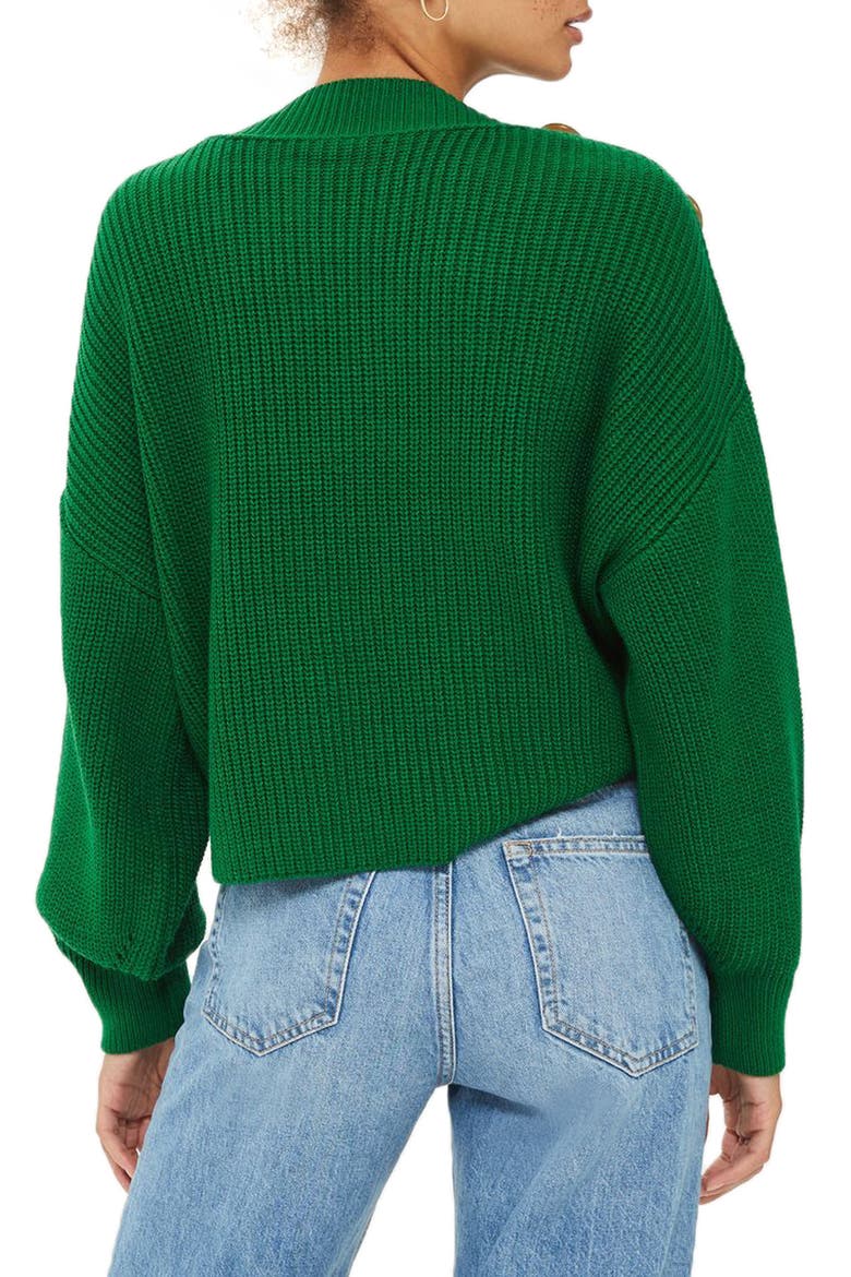 Button Slash Knit Sweater, Alternate, color, GREEN