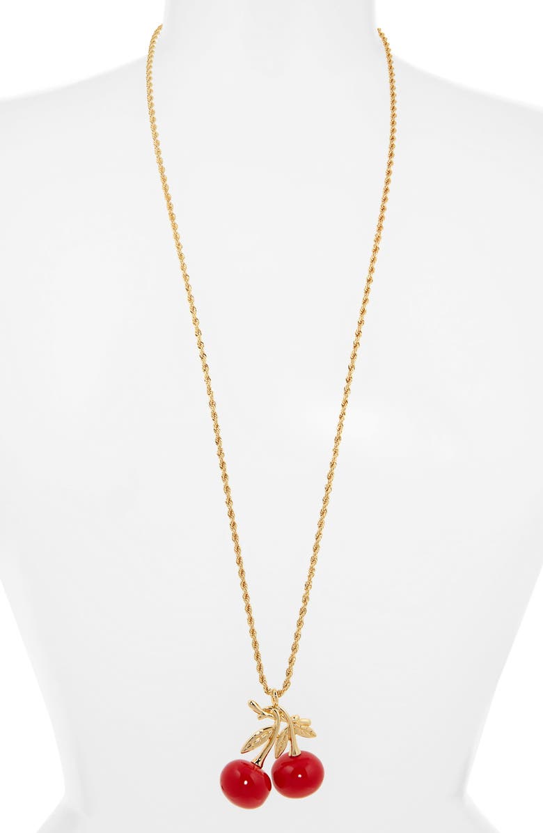 Kenneth Jay Lane Cherry Pendant Necklace, Alternate, color, Gold
