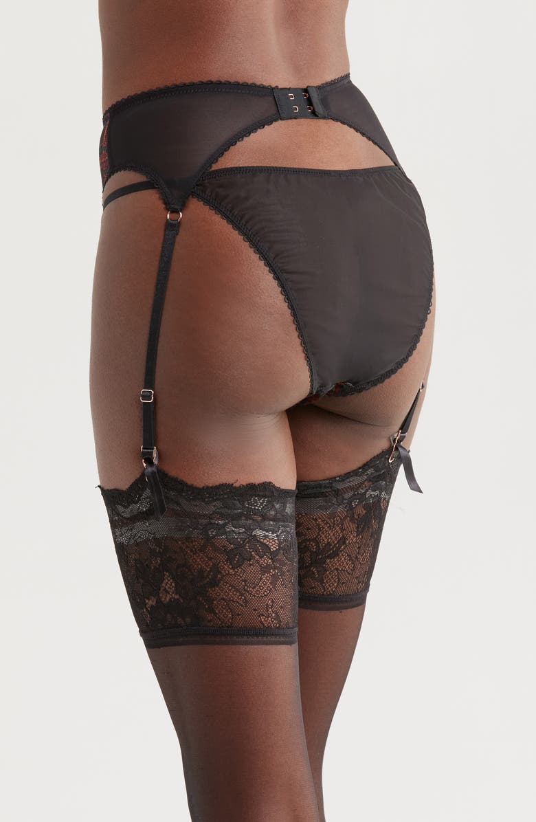 SAVAGE X FENTY Sparkle Prep Garter Belt, Alternate, color, Black Caviar Sparkle Prep Lace