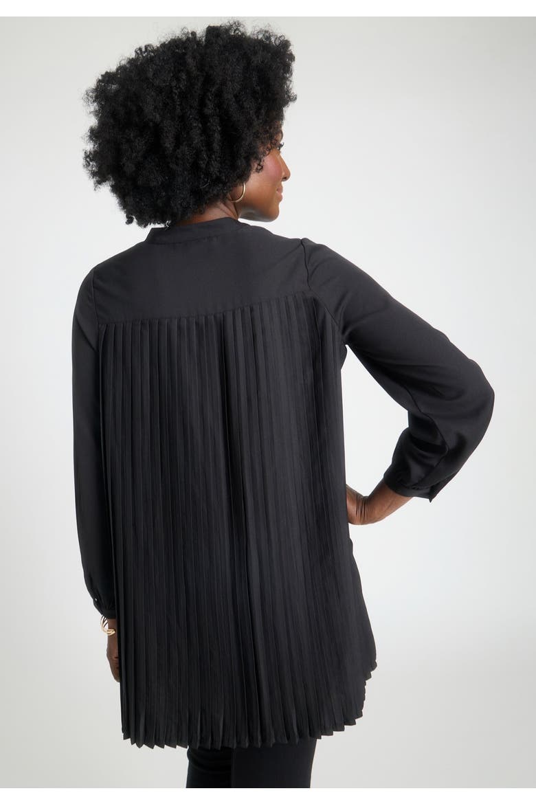 Pleated Back Georgette Tunic, Alternate, color, BLACK