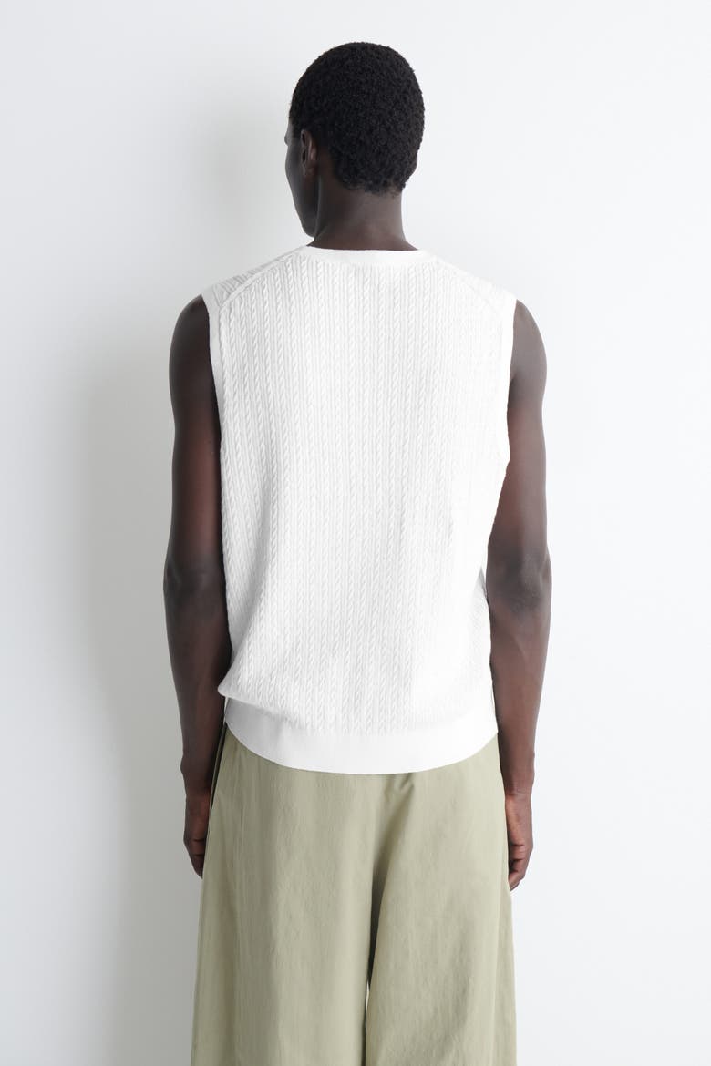 Cable-knit Cotton-linen Tank Top, Alternate, color, WHITE