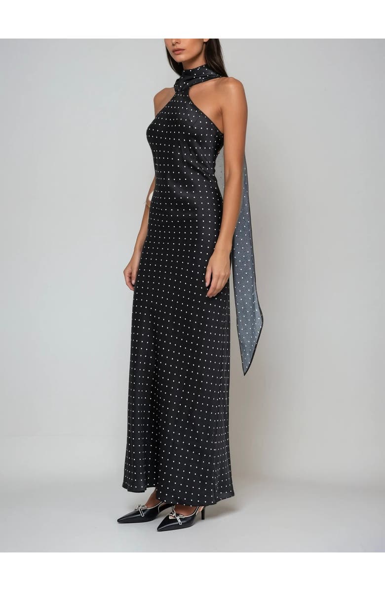 Sisterly Léonie Halter Polka-Dot Satin Gown, Alternate, color, Polka Dot