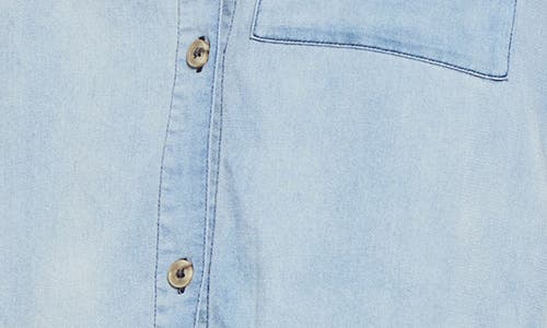 Lyssé Bianca St Chambray Short Sleeve Top In Bleached Blue