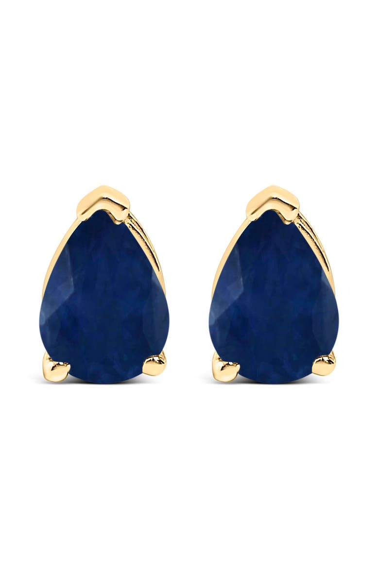 14K Gold 6x4MM Pear Shaped Gemstone Solitaire Stud Earrings, Main, color, Blue Sapphire | Yellow