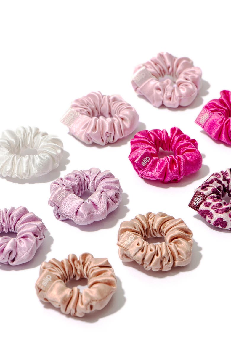 slip French Rose Pure Silk Assorted 12-Pack Mini Scrunchies, Alternate, color, French Rose