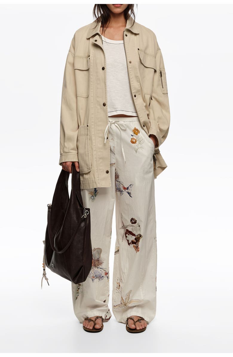 Bimba y Lola Cotton Jogger Trousers, Alternate, color, Seabed Off White