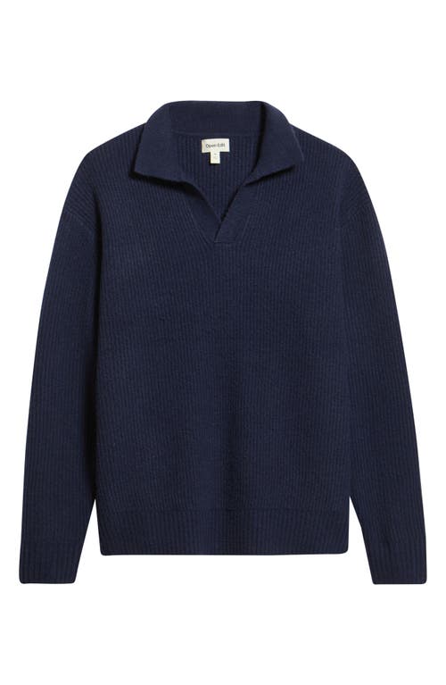 Open Edit Johnny Collar Polo Sweater In Blue