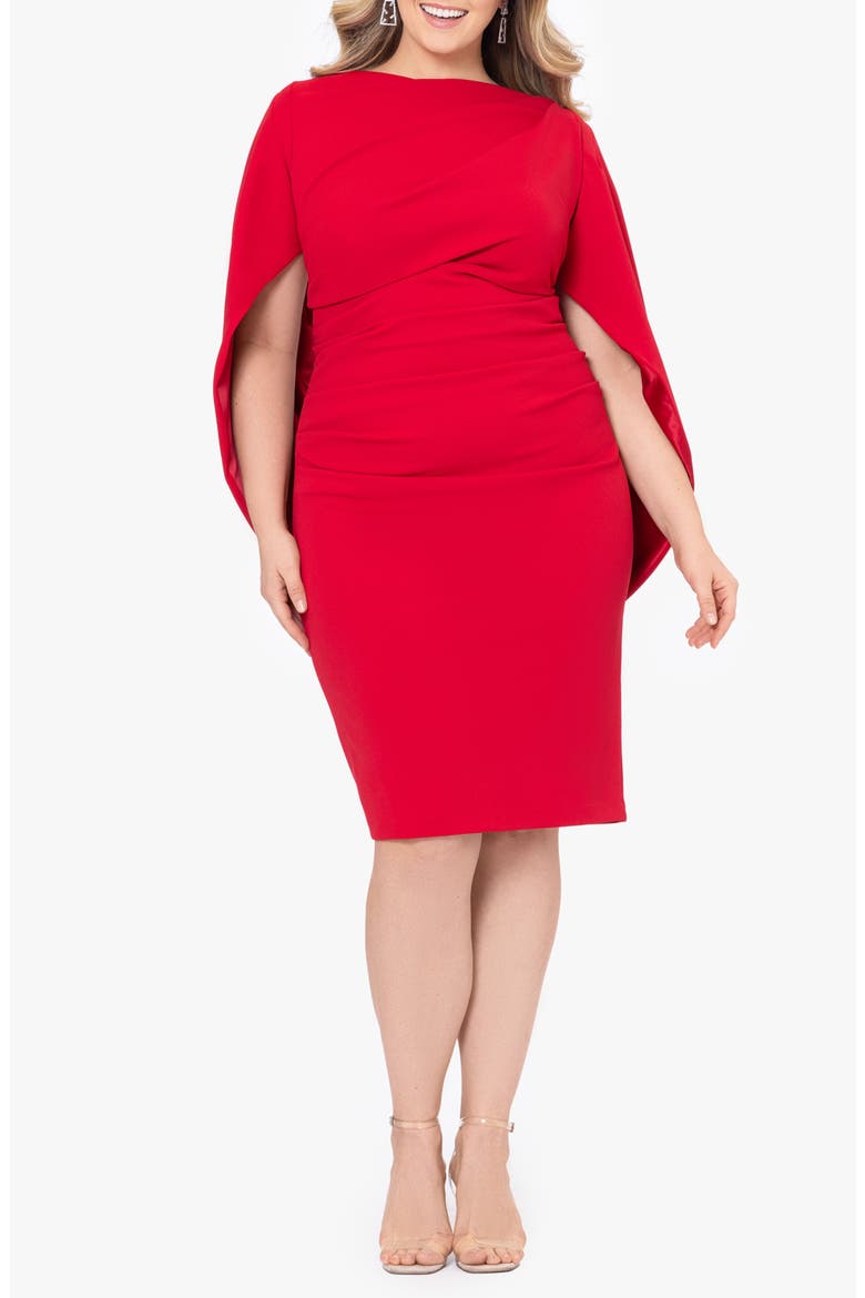 Drape Back Cocktail Dress, Main, color, RED