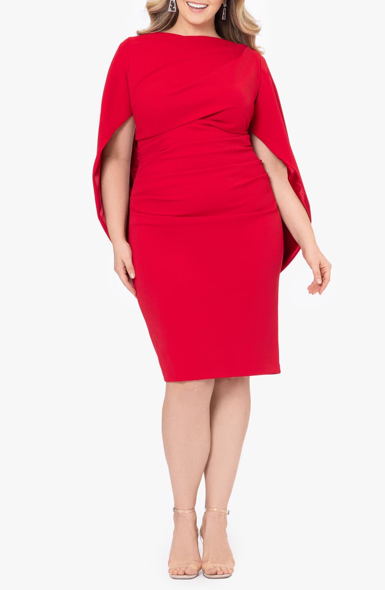 Betsy & Adam Drape Back Cocktail Dress, Main, color, Red