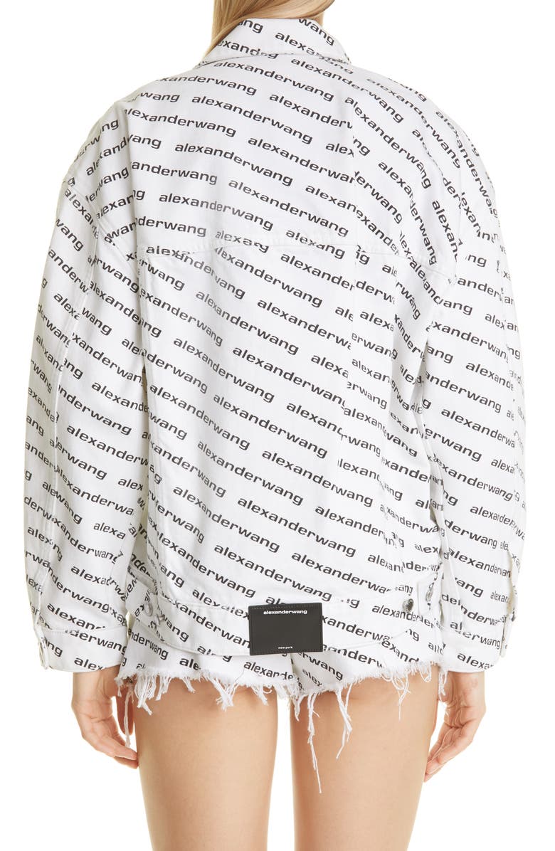 Alexander Wang Falling Back Logo Denim Jacket, Alternate, color, 
