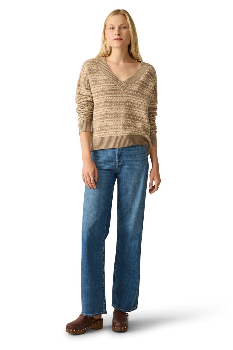 Highland Fair Isle Merino Wool Blend Sweater, Alternate, color, SUGAR COOKIE FAIRISLE