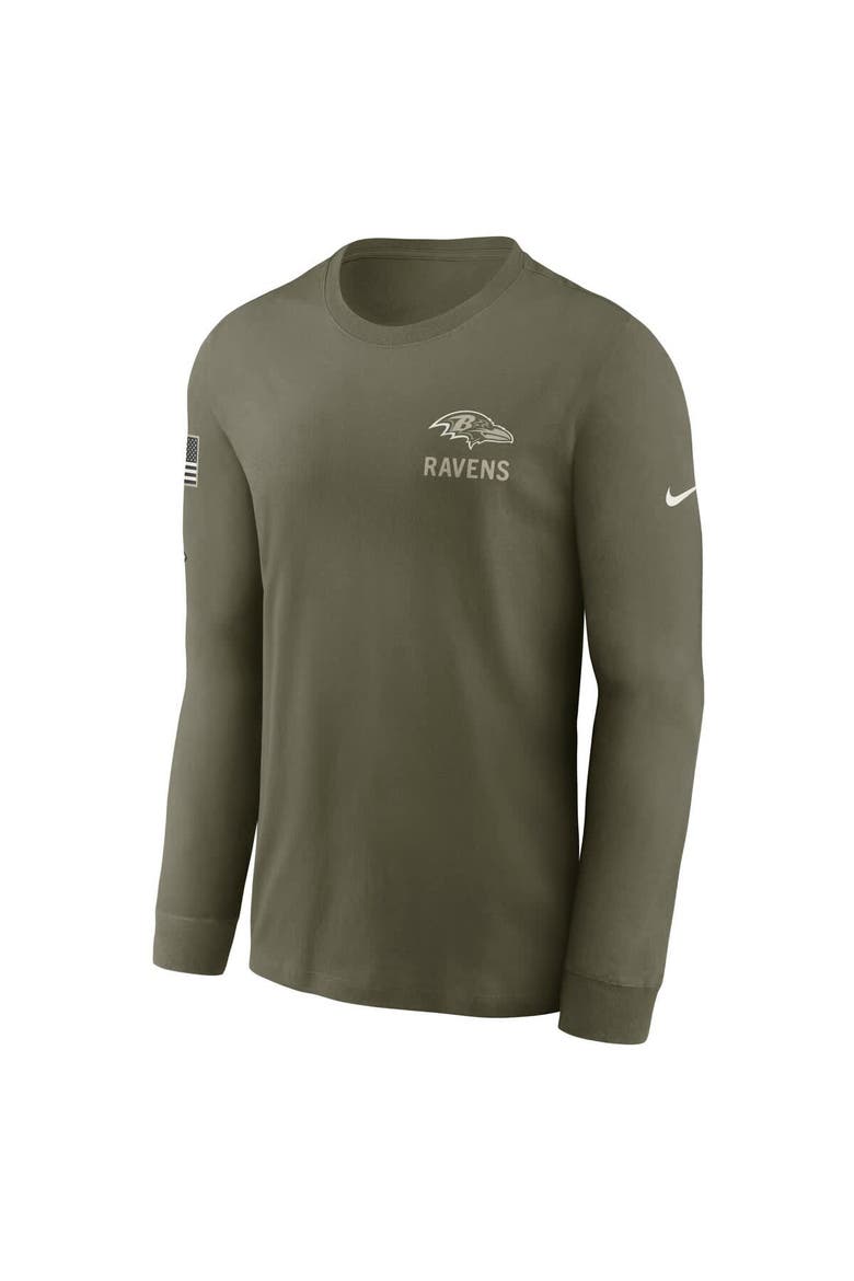 Men's Nike Olive Baltimore Ravens 2025 Salute to Service Sideline Long Sleeve T-Shirt, Alternate, color, Olive