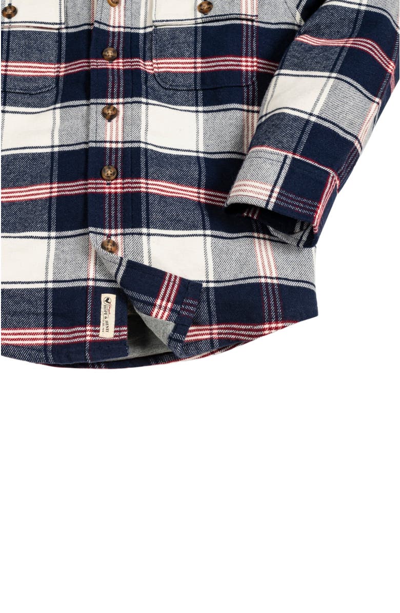 Hope & Henry Boys' Hooded Flannel Shirt Jacket, Kids, Alternate, color, Large Navy And Ivory Plaid