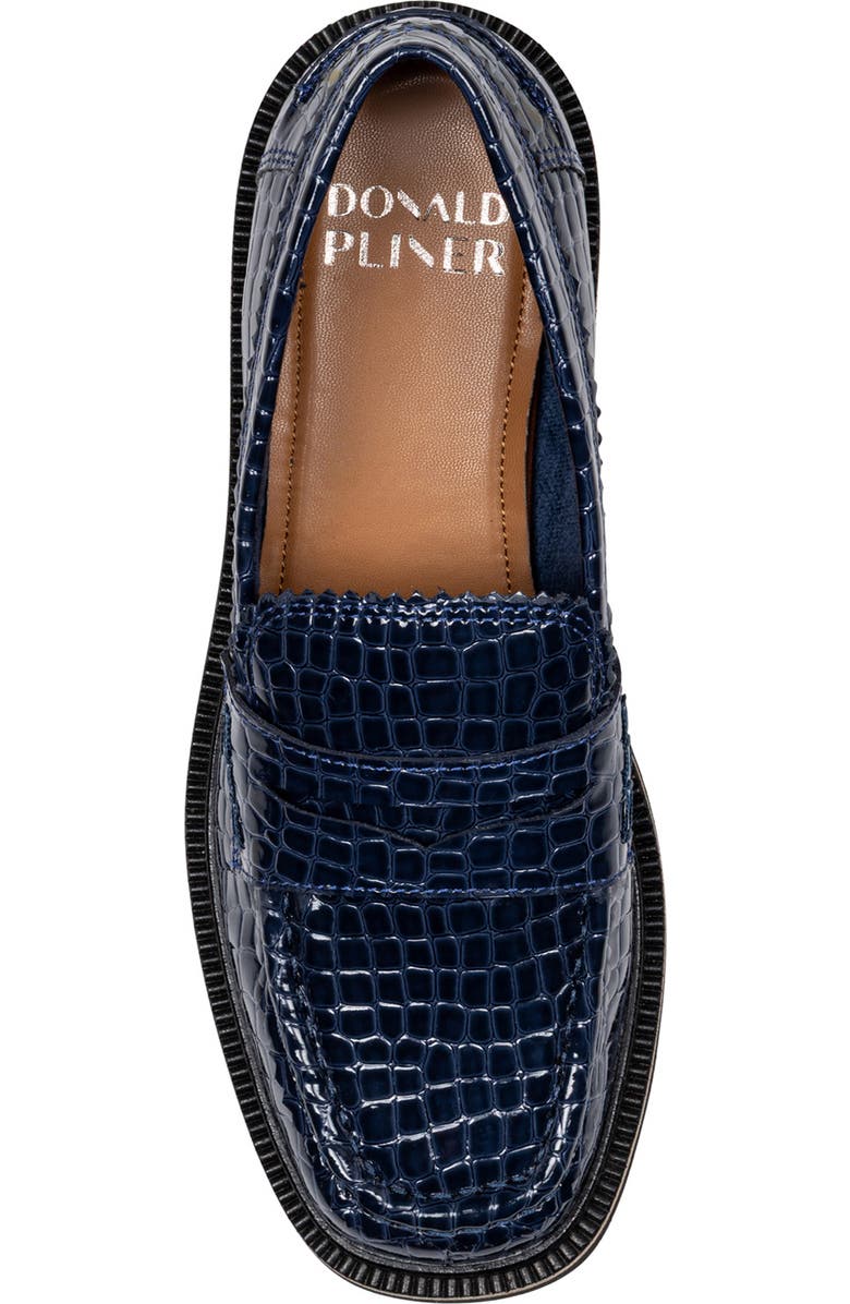 Donald Pliner Croc Embossed Loafer, Alternate, color, Navy
