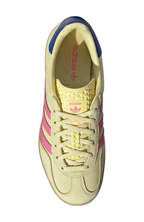 Shop Adidas Originals Adidas Gazelle Indoor Sneaker In Yellow/lucid Pink/royal Blue