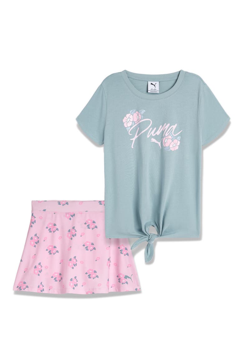 Kids' T-Shirt & Skort, Main, color, ICE BLUE