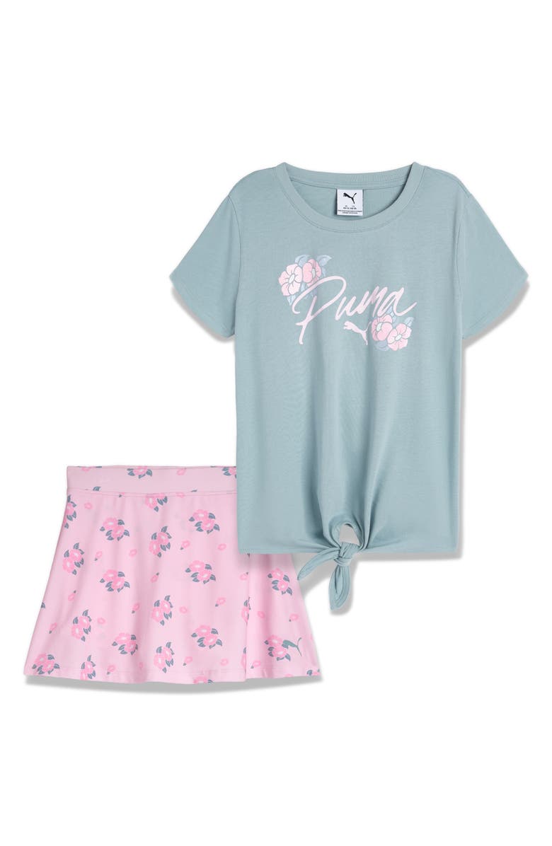 PUMA Kids' T-Shirt & Skort, Main, color, Ice Blue