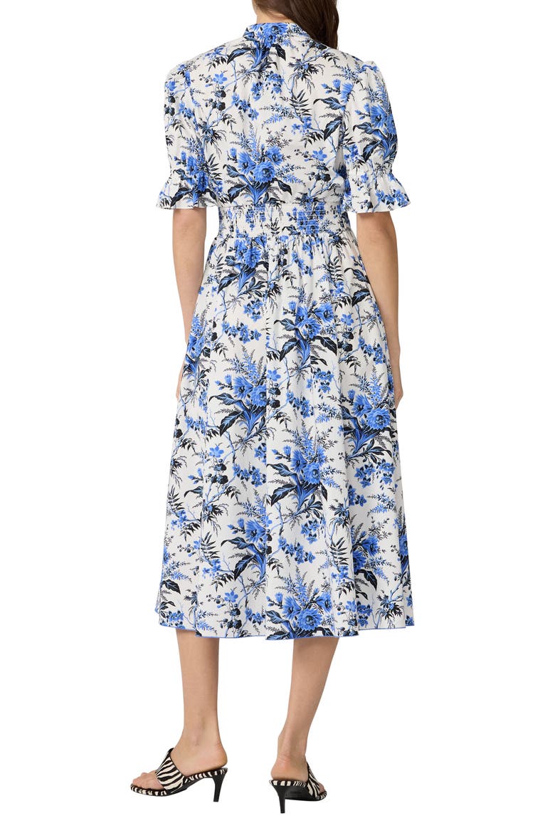 Erica Floral Button-Up Midi Dress, Alternate, color, HIBISCUS DOT / AVALON WHITE