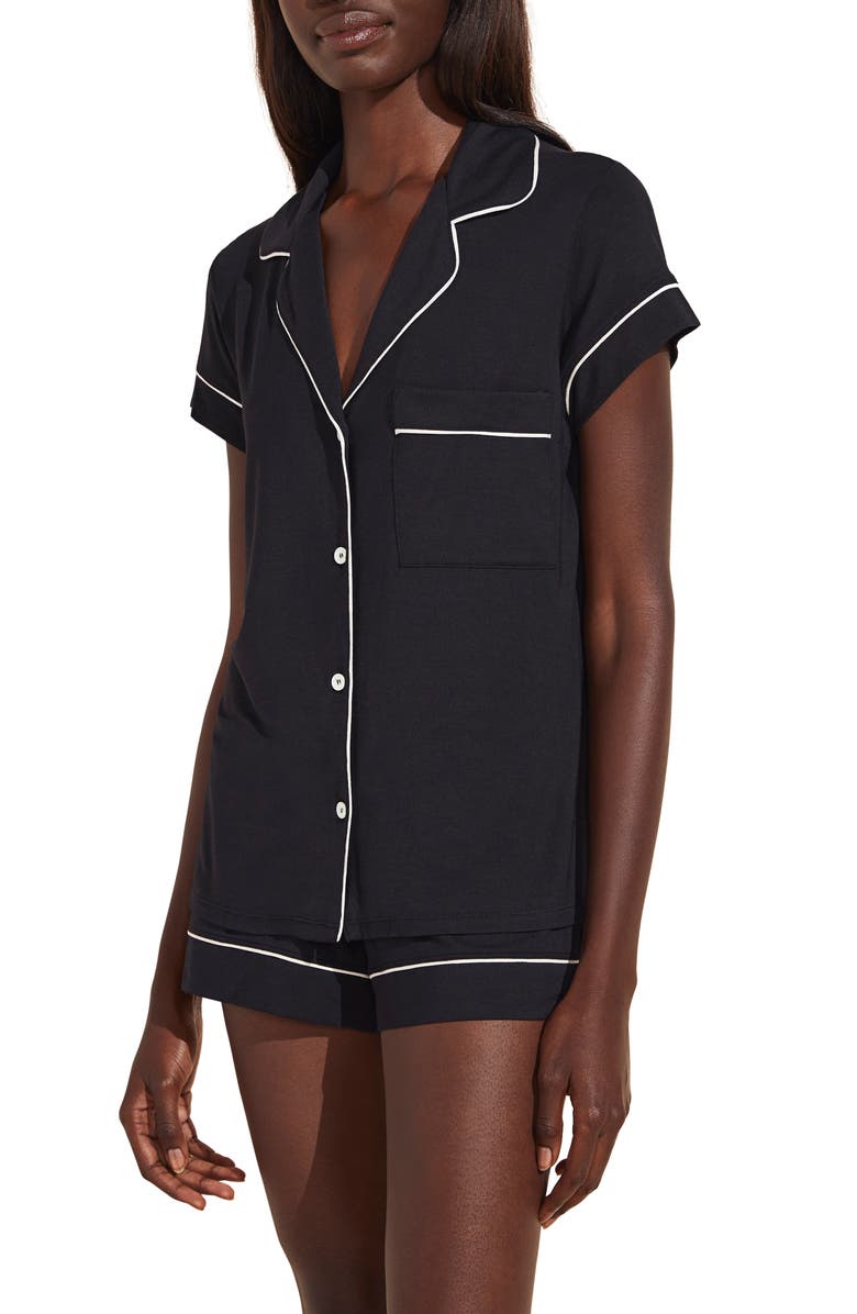 Eberjey Gisele Short Pajamas, Alternate, color, Black/ Sorbet Pink