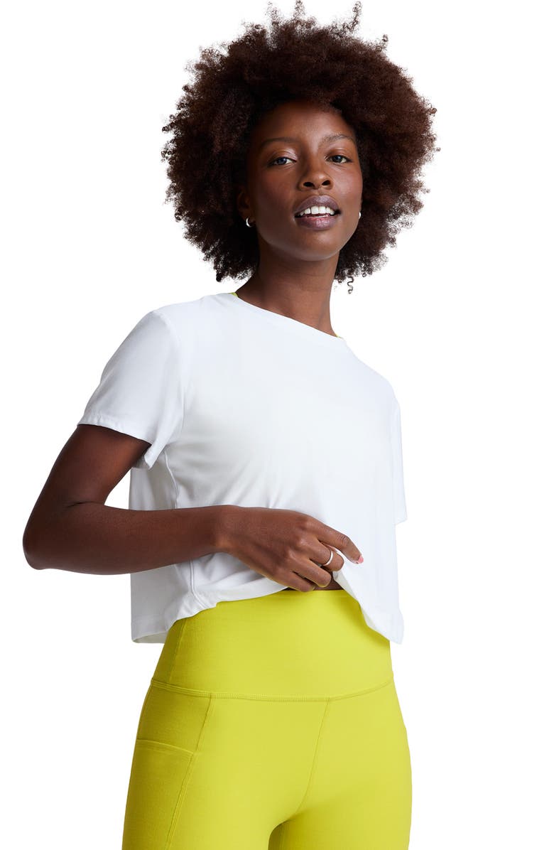 Beyond Yoga Featherweight Supreme Crop T-Shirt, Alternate, color, Cloud White