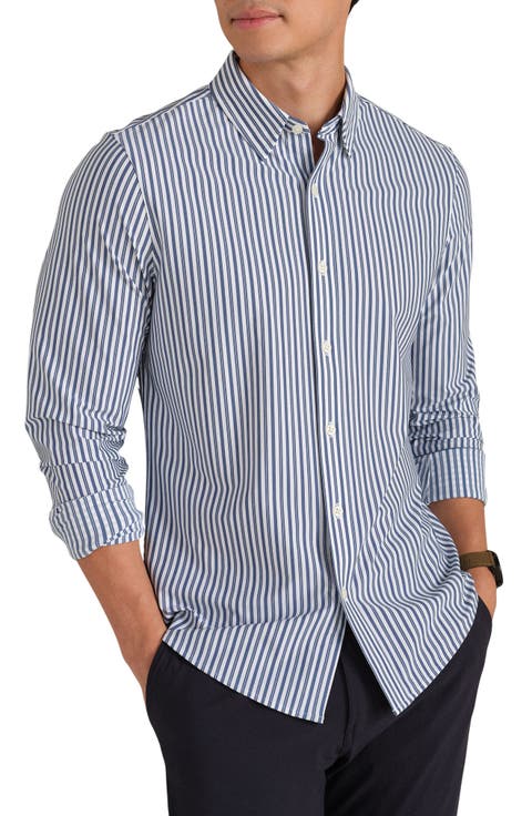 Commuter Slim Fit Stripe Performance Button-Up Shirt