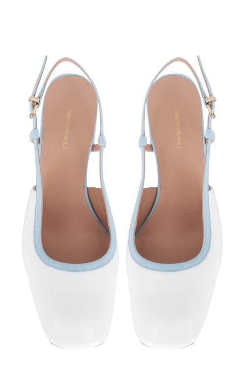 Bruno Magli Tasa Square Toe Slingback Pump In Blue/light Blue Patent