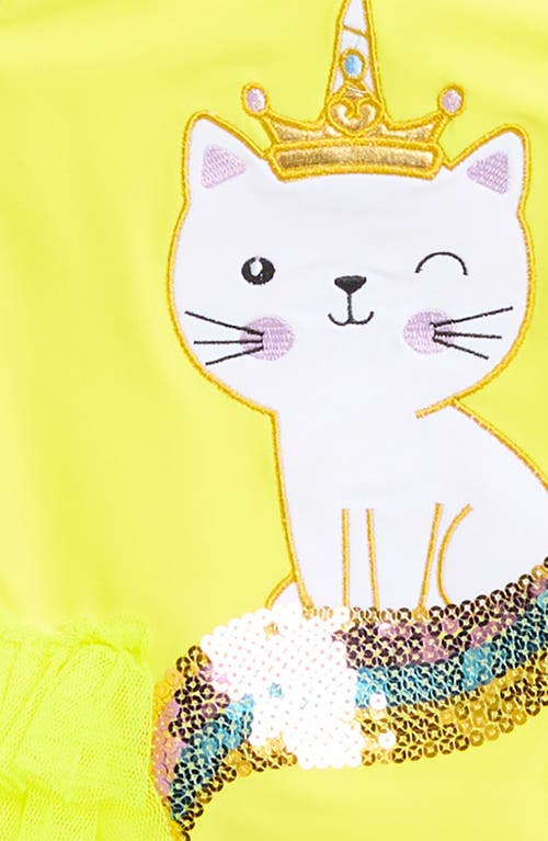 Shop Flapdoodles Kids' Cat Ruffle One-piece Swimsuit Toddler & Little Kid) In Light Yellow