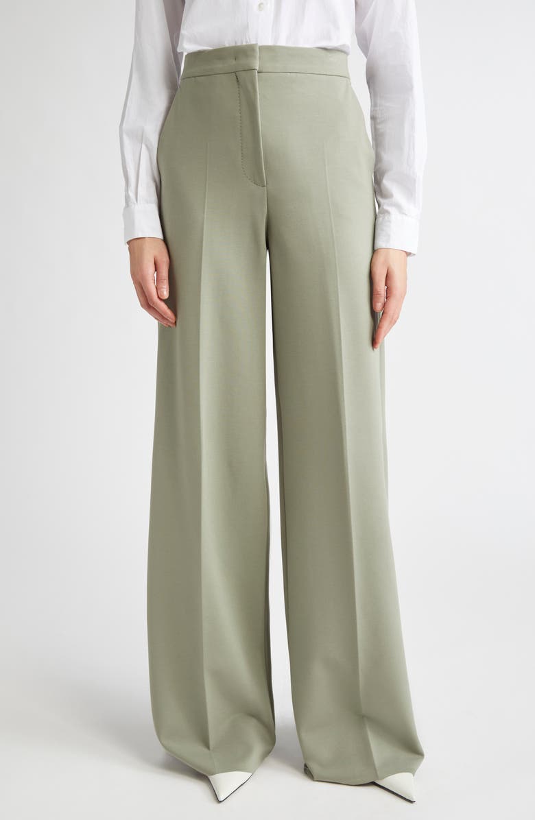 Max Mara Biada Jersey Wide Leg Pants, Main, color, Sage Green
