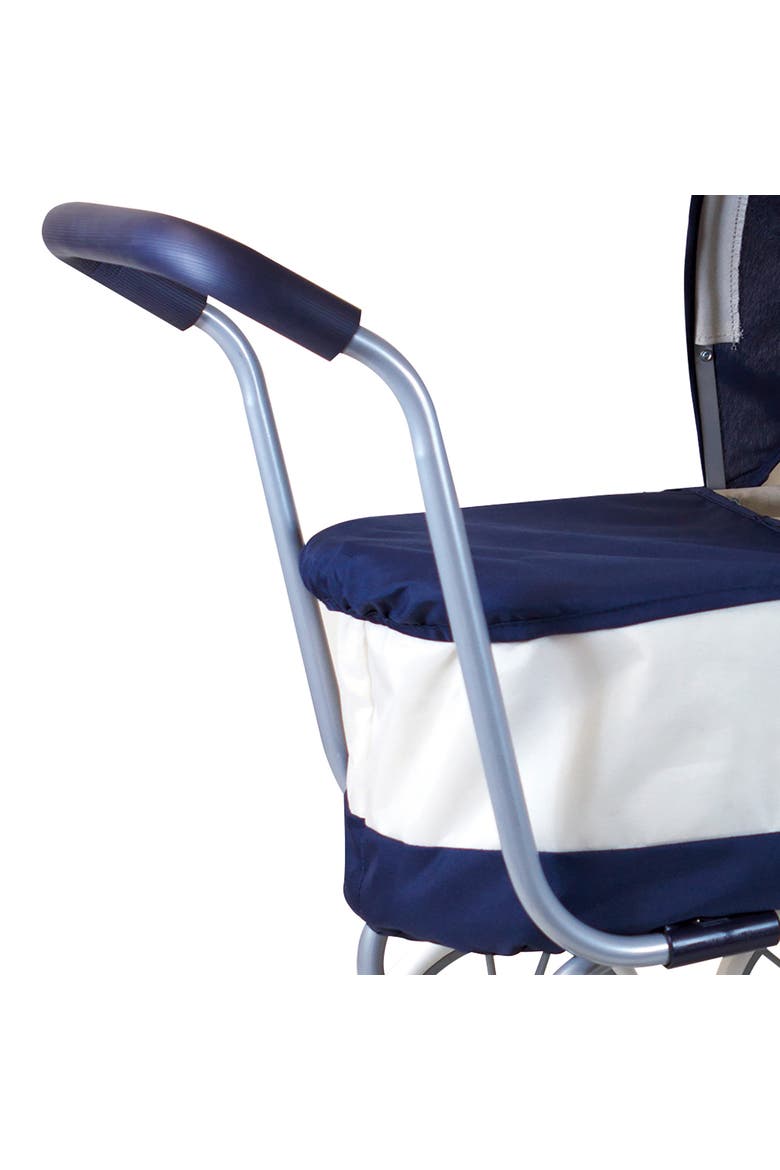 Classic Baby Doll Pram, Navy & White, Push Stroller, Adjustable Canopy, Alternate, color, Multicolored