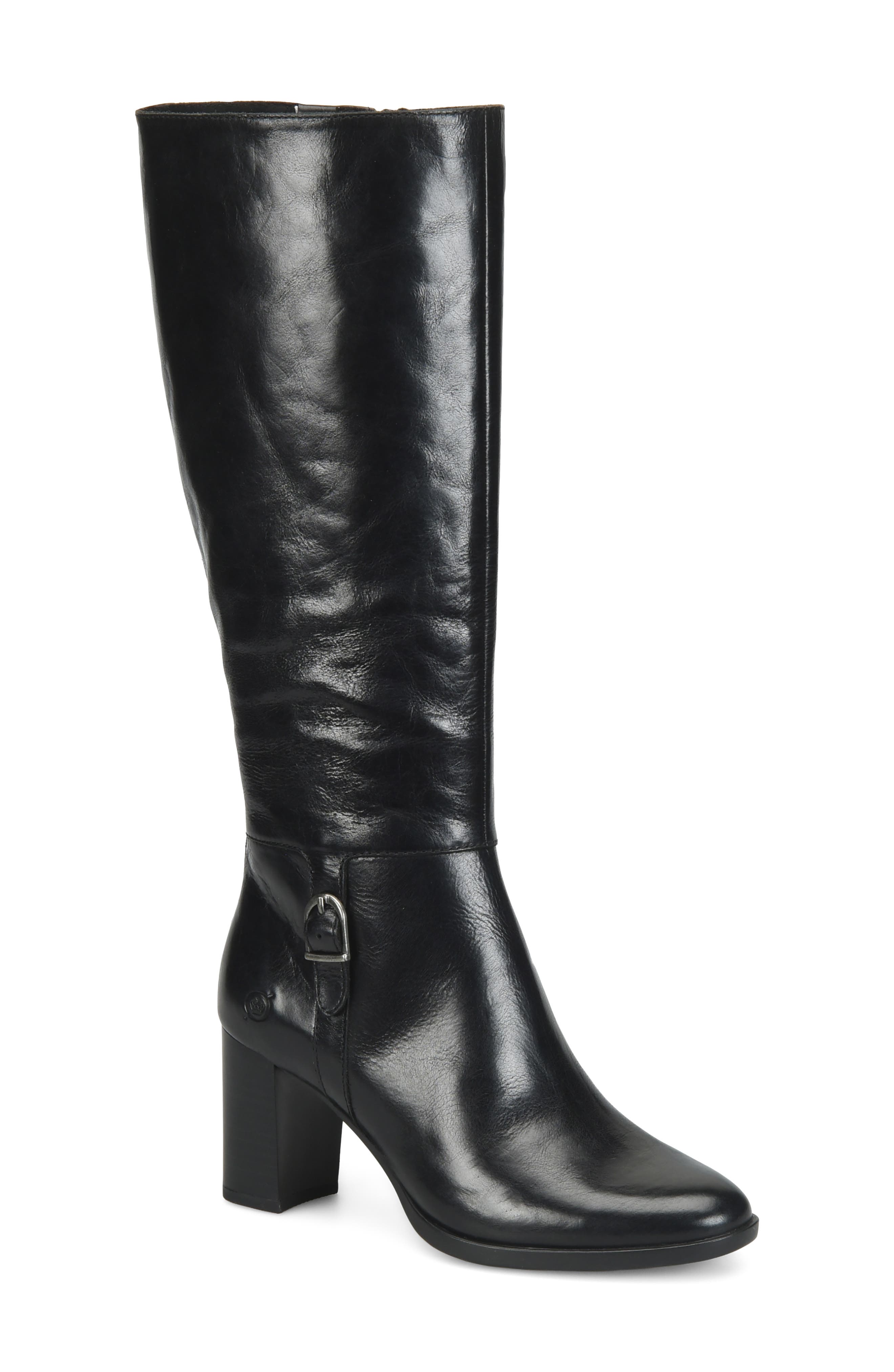 Elysia Leather Knee High Boot, Main, color, BLACK LEATHER