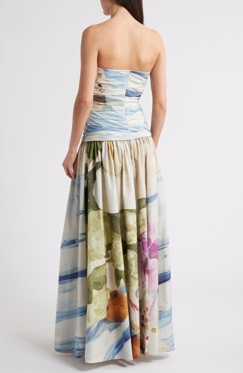 Acler Nershall Print Strapless Gown, Alternate, color, Orange Afternoon