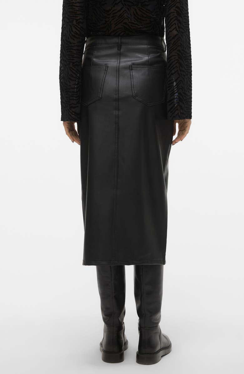 VERO MODA Veri High Waist Faux Leather Skirt, Alternate, color, Black