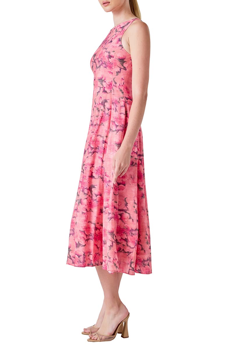 Endless Rose Floral Print Sleeveless Midi Dress, Alternate, color, Pink Multi