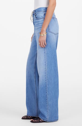 Airy Denim Drawstring Waist Low Slung Baggy Jeans