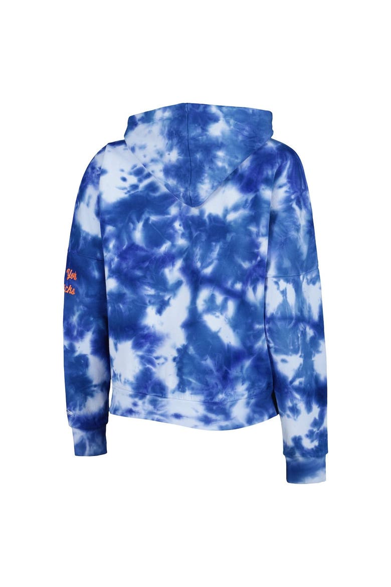 Women's New Era Royal New York Knicks Brushed Cotton Tie-Dye Pullover Hoodie, Alternate, color, Royal
