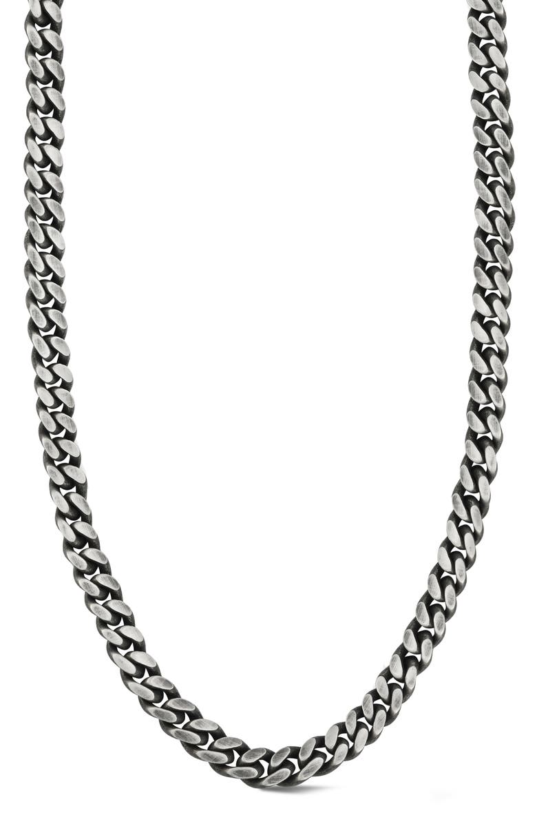 Yield of Men Men's Oxidized Sterling Silver 7.5mm Curb Chain Necklace, Main, color, 