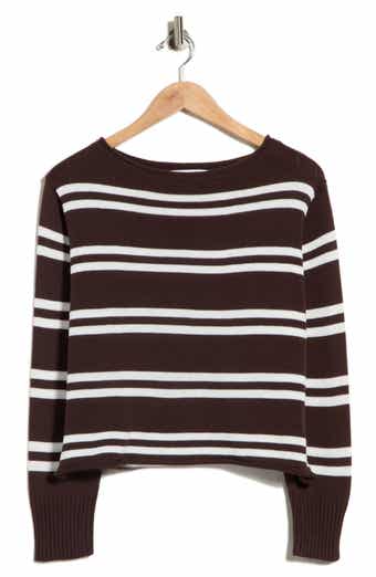 Stripe Boat Neck Crop Sweater