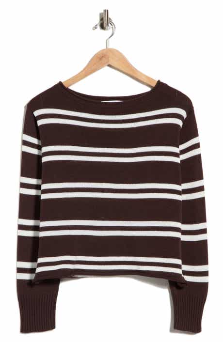 Stripe Boat Neck Crop Sweater