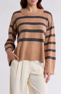 Bobeau Stripe Wide Sleeve Crop Sweater