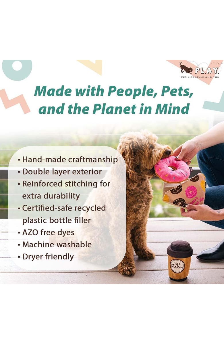 P.L.A.Y. Pup Cup Cafe Collection, Doggo's Java Plush Toy Coffee Lid & Squeaker, Alternate, color, Orange