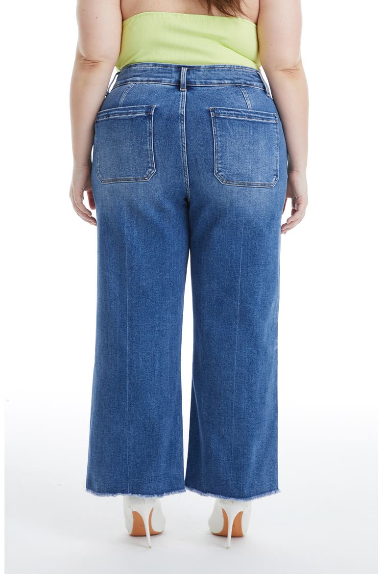 High Waist Raw Hem Wide Leg Jeans, Alternate, color, MEDIUM BLUE