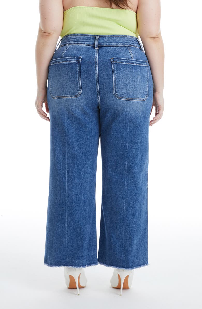 Bayeas High Waist Raw Hem Wide Leg Jeans, Alternate, color, Medium Blue