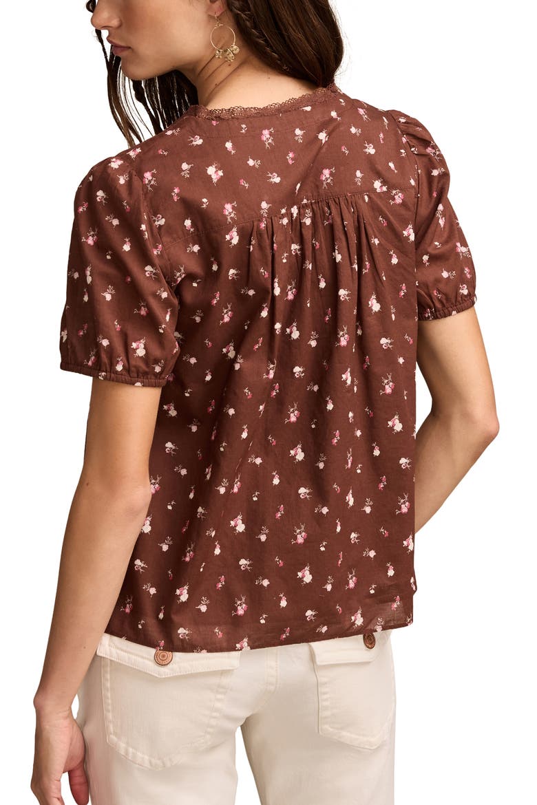 Pintuck Top, Alternate, color, BROWN FLORAL